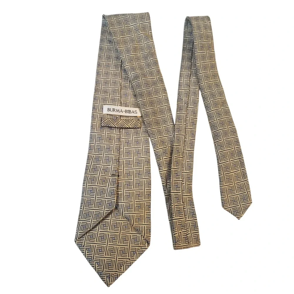 Burma Bibas‎ Mens Tie Necktie Designer Luxury Gold Black Blue Geometric Business